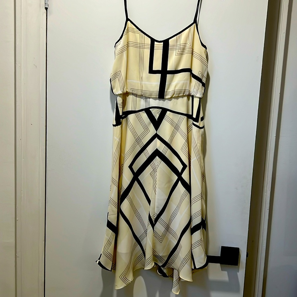 Banana republic ivory and black spaghetti strap dress